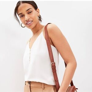 Sleeveless White Button Blouse